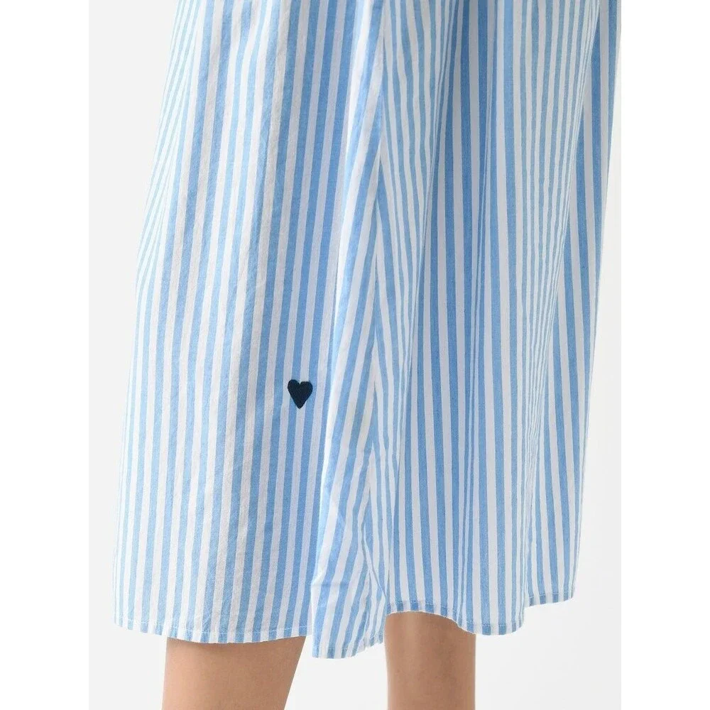Kerri Rosenthal Martin Cabana Striped Print Midi Skirt Smocked Cotton S 288125